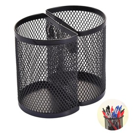 Pack of 2 Semicircular Magnetic Pen Holder Magnetic Storage Basket Pen Holder Made of Wire Metal Magnetic Pen Holder for Fridge, Locker Accessories, Office Supply Organiser (Black)