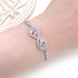 Oneress Cubic Zirconia Infinity Bracelet - Adjustable Gold Tennis Bracelet for Women - Wedding, Birthday, and Christmas for Lover - YA4920