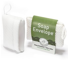 Soap Envelope 100% Recycled - Bar Soap Saver Pouch, Loofah Bag Lather + Deep Exfoliator, Mesh Soap Bag, Sock for Bar Soap, Deep Exfoliation Double-Sided Rougher Texture - 1 Pack