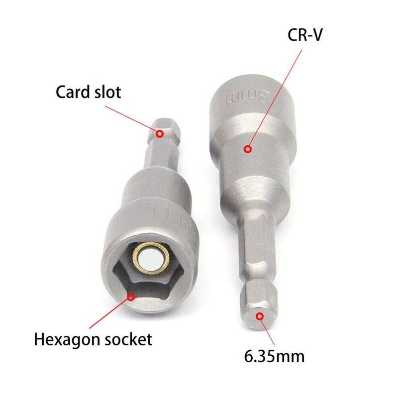 TOOLSTAR Nut Driver Socket, 7mm 1/4" Hex Shank Bit Socket