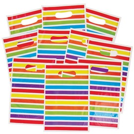 Baker Ross FC998 Rainbow Party Bags - Pack of 10 Plastic Party Bags for Children's Birthday Parties
