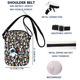 Wall-E And Eve Love Crossbody Bag Cartoon Couples Animated Film Cinephile Gift (BLK-Wall Eve CB CA)