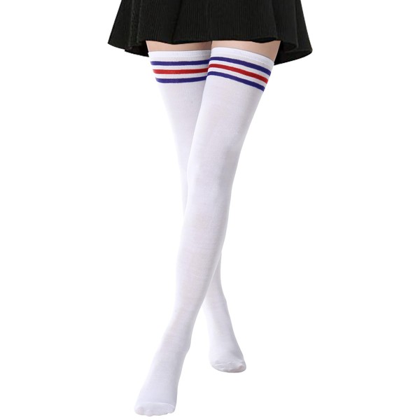 DRESHOW Extra Long Thigh High Socks Long Boot Stockings Striped