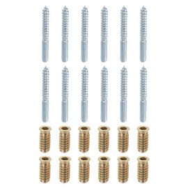 sourcing map M6x60mm Hanger Bolts, 12pcs 31mm Wood Dowel Screw Self-Tapping Screw with 12pcs M6x24mm Threaded Insert Nuts Interface Hex Socket Drive, for Joint Furniture Legs