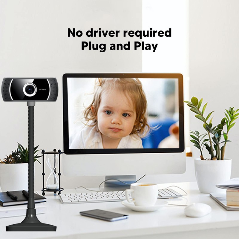 HD Webcam, USB Webcam with Manual Focus and Microphone, USB