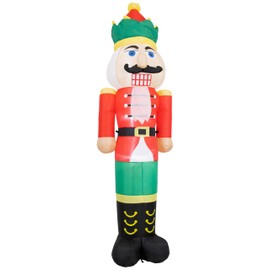 Sunnydaze 8 ft Nathaniel The Nutcracker Inflatable Christmas Decoration - Indoor or Outdoor Use - 3 White LED Lights