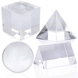H&D HYALINE & DORA Crystal K9 Optical Crystal Photography Prism Set of 4, 50mm Crystal Ball, 50mm Cube, 50mm Prism, 50mm Pyramid