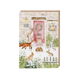 Wrendale WCAL010 Advent Calendar Card, Cardboard, with Envelope, Animals, Christmas Cottage, 21 cm x 15 cm
