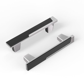 Haliwu 10 Pack Silver and Black Cabient Handles 2 Tone Drawer Handles Black and Brushed Nickel Cabinet Pulls 3-3/4 inch Dresser Handles and Drawer Pulls Square Kitchen Cabinet Handles Zinc Alloy