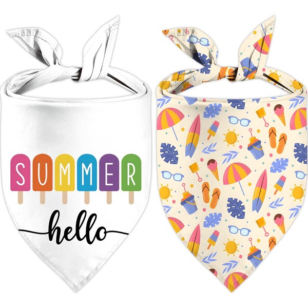 Summer Dog Bandanas, Adjustable Summer Party Pet Decorations 2 Pack