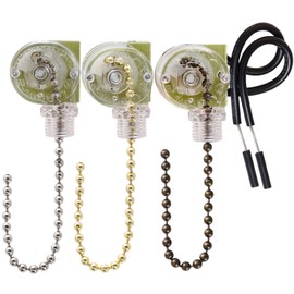 Topbuti 3 Pack Pull Chain Switch Ceiling Fan Switch Zing Ear ZE-109 Two-Wire Light Switch, Pull Chain Switch Control Replacement On-Off with Pull Chain for Ceiling Fan Wall Light Lamps