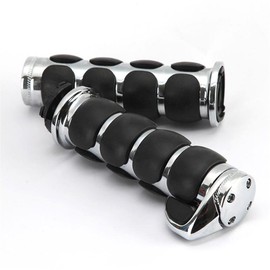 INNOGLOW Motorcycle Hand Grips 1" Universal Non-Slip Handgrips Handlebar Grips with Throttle Assist Chrome Black Aluminum Rubber for Harley Kawasiki Suzuki Cruisers