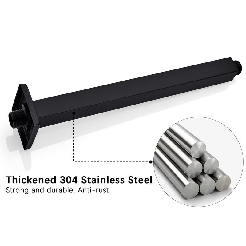 Anpean 12 Inch Square Ceiling Mounted Shower Arm and Flange,