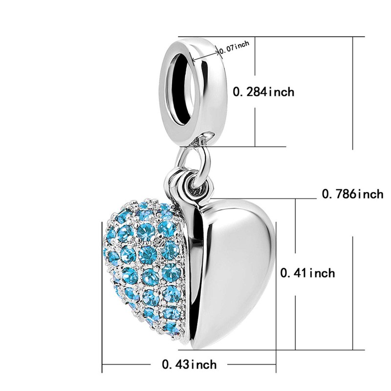 KunBead Jewelry Daughter Heart I Love You March Birthstone Blue
