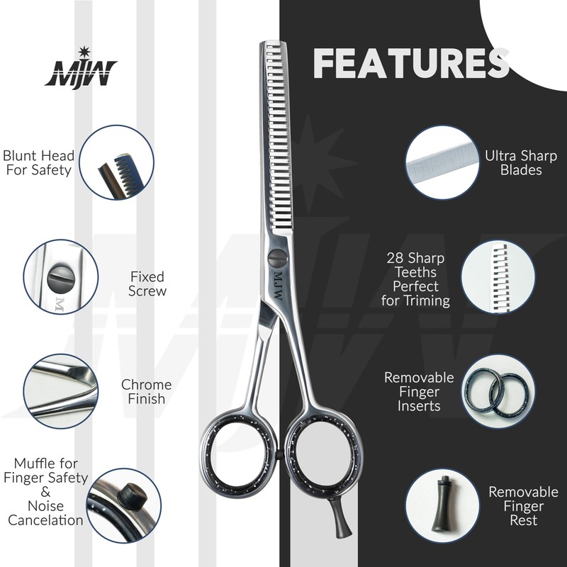 MJW Hair Thinning Scissors - Stainless Steel Hair Cutting Teeth