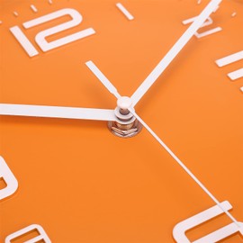 Topkey 8” Round Silent Wall Clock Easy Read Big Numbers Kitchen Modern Non-Ticking Decorative Wall Clock for Bedroom Office School- Orange