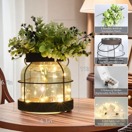 XINIYUGGR Farmhouse Decor Vintage Flower Vase: Rustic Lantern Decor with Plants Flowers Lights Vintage Style Vases for Home Decor - Gifts for Women