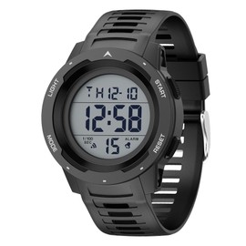 GOLDEN HOUR Mens Waterproof Digital Sport Watches Wide Screen Easy Read Display Military Style with Rubber Strap
