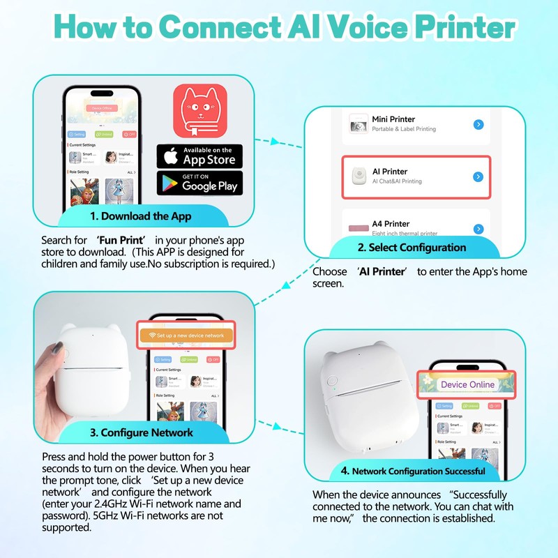 NANSIKE AI Voice Sticker Printer - Mini Portable Thermal Stickerbox