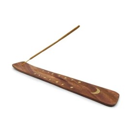 Alternative Imagination Moon and Stars Incense Holder - Wooden Ash Catcher with Celestial Design for