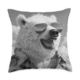 Polar bear laughs cheekily, funny Icebear Throw Pillow