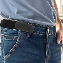 L0famy No Buckle Belts for Men, Velcro Belts, Buckless Stretch Belt for Men, Snug Fit Adjustable Mens Waist Belt, Invisible Side Belts for Men uk (2 PACK)