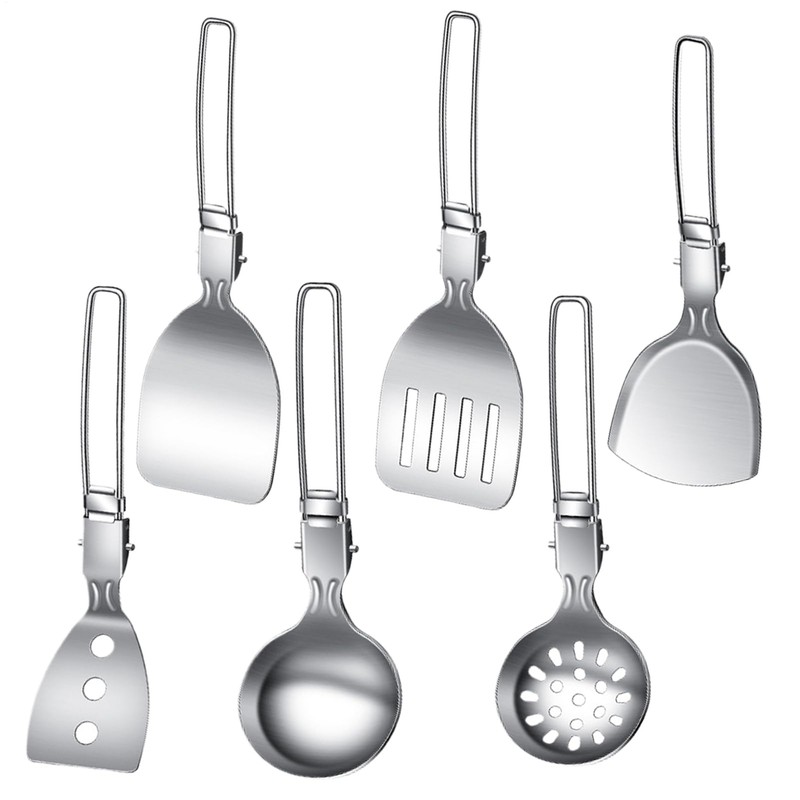 Camp Kitchen Set,6 Piece Folding Soup Spoon Travel Utensils Kit