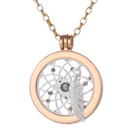 Morella Women's Gold Necklace 70 cm Stainless Steel with Amulet and Coin 33 mm, in Jewellery Bag, Stainless Steel