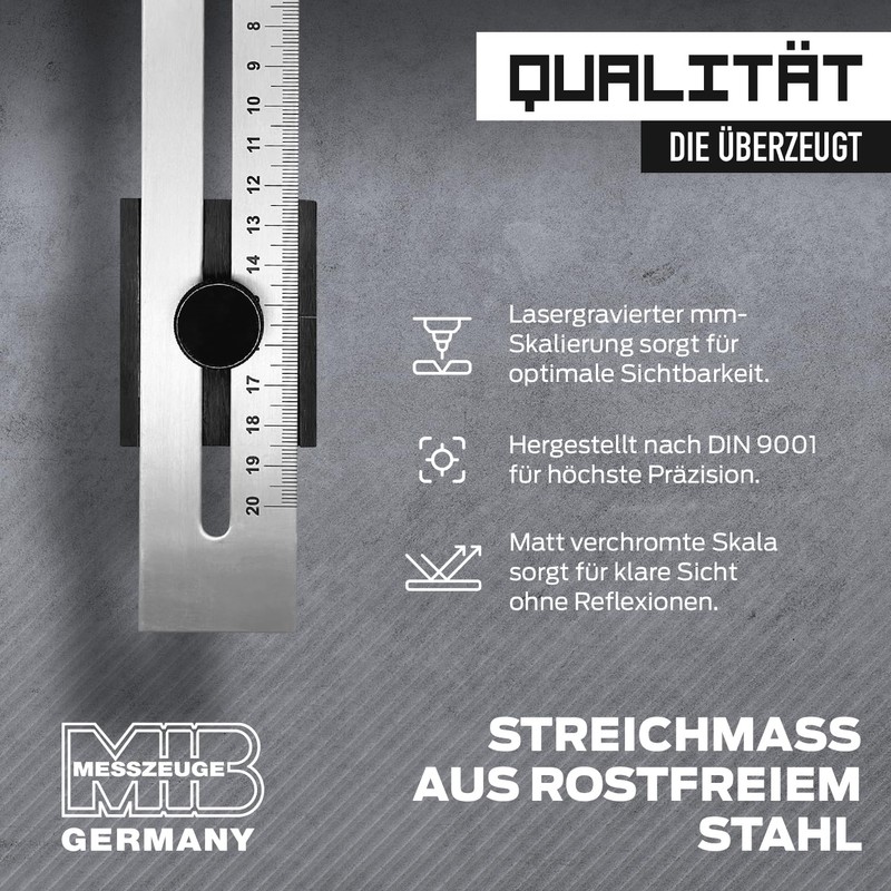 MIB Marking Gauge Made of Stainless Steel, 200 mm, DIN