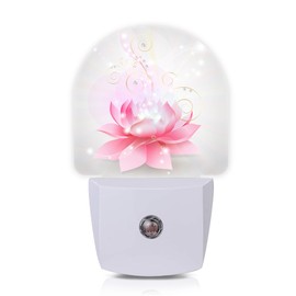 Axxitude Pink Lotus Flower Night Lights Plug into Wall for Girls Boys Room,Night Light LED Lamp Dusk to Dawn Sensor Round Lamp for Bedroom Bathroom Hallway Home Wall Decor Nightlight