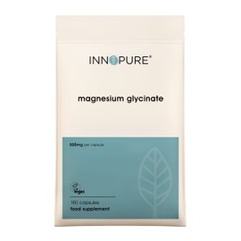 INNOPURE Magnesium Glycinate 180 Capsules - Bioavailable Magnesium Supplements - 500mg Per Capsule Providing 100mg of Elemental Magnesium Bisglycinate Powder, UK Made