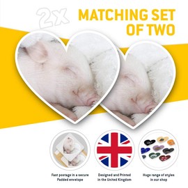 2 x Heart Stickers 15 cm - Adorable Sleepy Piglet Piggy Pig Fun Decals for Laptops,Tablets,Luggage,Scrap Booking,Fridges, 16978