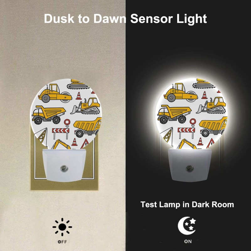 Uanvaha Yellow Cars Night Lights Plug into Wall Building Machine