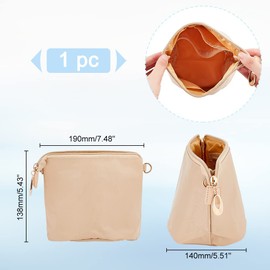 WADORN Purse Organizer Insert, Nylon Handbag Organizer Insert Inside Liner Shaper Bag in Bag Women Tote Bag Organizer with Multi Pockets Bucket Bag Zipper Inner Pocket Divider, 5.4x7.4 Inch, Apricot