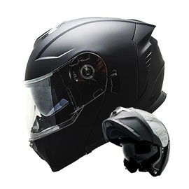 1Storm Motorcycle Helmet Street Bike Modular Flip up Dual Visor Sun Shield Full Face HJK920: Matt Black