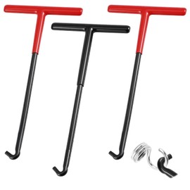 3 Pcs Brake Spring Hook Puller Tool T Shaped Handle Motorcycle Exhaust Spring Hook With Rubber Coating Pipe Spring Puller For Snowmobile Dirt Bike Trampoline Hook Tool (Red & Black)