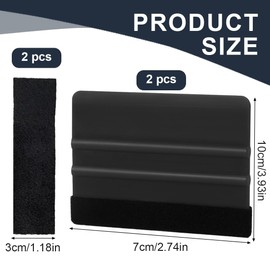EIHI Pack of 2 Plastic Film Squeegee with Felt Edge Foiling Tool Squeegee for Film Window Tint Film Car Film (Comes with 2 x Interchangeable Fleece), multicoloured