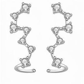 Hedywei Sterling Silver Drop Earrings for Women Girls, Ear Climber Dangle Earrings Cubic Zirconia Hypoallergenic Ear Cuffs Crawler Earrings