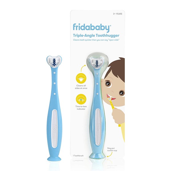 FridaBaby Triple-Angle Toothhugger Training Toothbrush for Toddler Oral Care, Blue