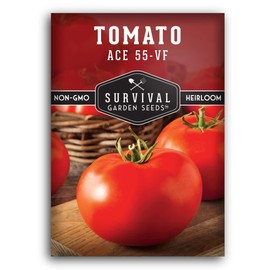 Survival Garden Seeds - Ace 55-VF Tomato Seed for Planting - Packet with Instructions to Plant and Grow Tomatoes in Your Home Vegetable Garden - Determinate Non-GMO Heirloom Variety - Large Harvest