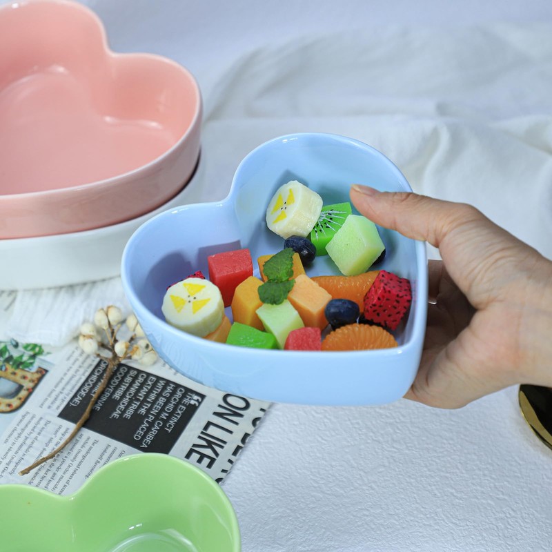 (Blue) - WAIT FLY Heart-Shaped Bowls for Salad Soup Snack