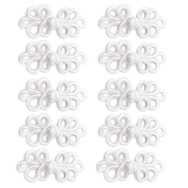 WiYould 10 Pairs Chinese Knots Frog Buttons Closure Knots Sewing Buttons Fasteners for Cheongsam Tang Suit Scarf Cardigan Sweater Cloak Coats Costumes Outfit Sewing(White, W5)