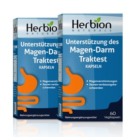 Herbion Naturals Gastrointestinal Support Herbal Blend for Upset Stomach, Gastrointestinal Health and Function, Healthy Intestinal Flora, 60 Vegicaps Pack of 2