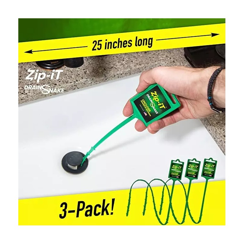 ZIP-IT ZIP IT DRAIN CLEANER, 1-Pack Plastic Drain Stick Hair