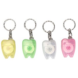 Llavero de Limpieza de Dientes, 4 Piezas de Llavero de Limpieza de Hilo Dental Portátil para el Cuidado Bucal Limpiador de Dientes con Caja con Forma de Diente Higiene Bucal Suministros de Viaje Abrid