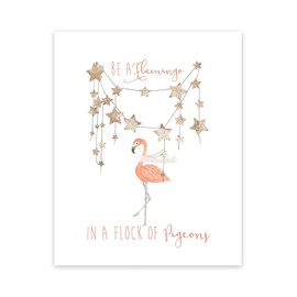 Be A Flamingo In A Flock Of Pigeons, diseño gráfico impresión, BE A Flamingo Pared cita inspiración pared Home Decor Art Decals Tamaño Mediano), color fucsia