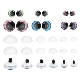PATIKIL 14-30mm Flash Safety Eyes, 56 Pcs Doll Eyes Realistic Colorful Crocheting Safety Eyes for Decor Crochet Accessories Dolls Craft, Pink, Blue, Purple, Grass Green, Silver