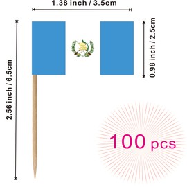Guatemala Toothpick Flag Guatemalan Country Small Mini Cocktail Fruit Cupcakes Toppers Food Stick Flags Decorations,100 Pack