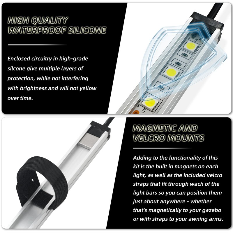 12V LED Exterior Light Bar Kit Dimmable Camping String Lights