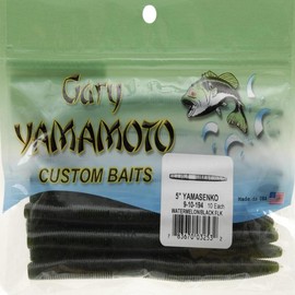 Yamamoto Senko Worm, 5", 10pk, Watermelon with Large Black